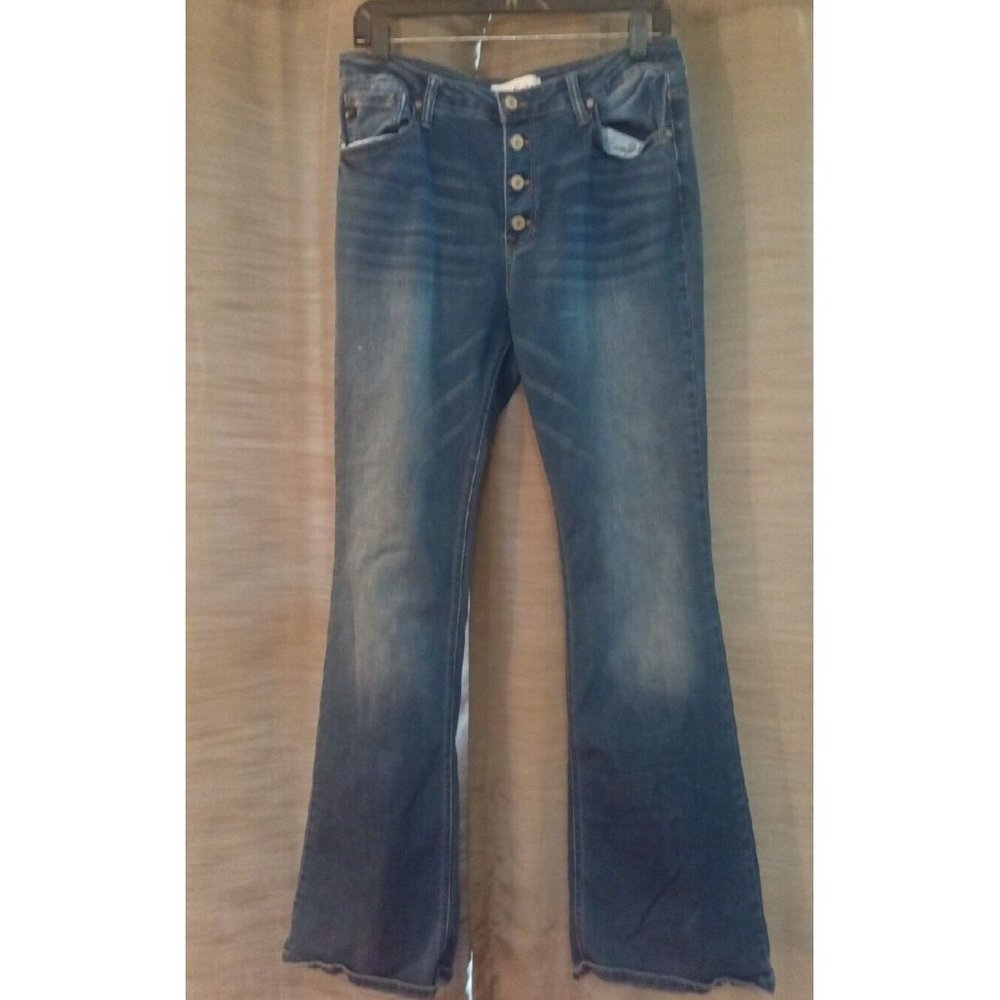Women's Kancan High Rise Button Fly Dark to Light Stretchy Jeans Size 30